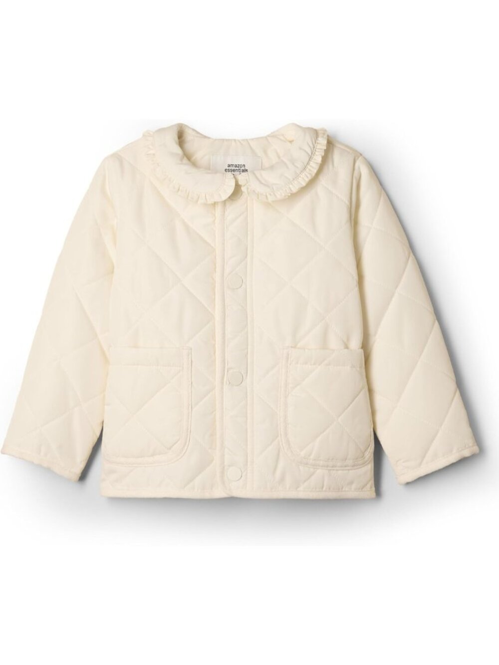 Midweight Quilted Field Jacket for Toddler & Baby Girls with Ruffle Detail
